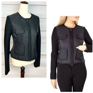 NWOT PINKO Black Short Jacket Quilted Front Full Zip size US 8